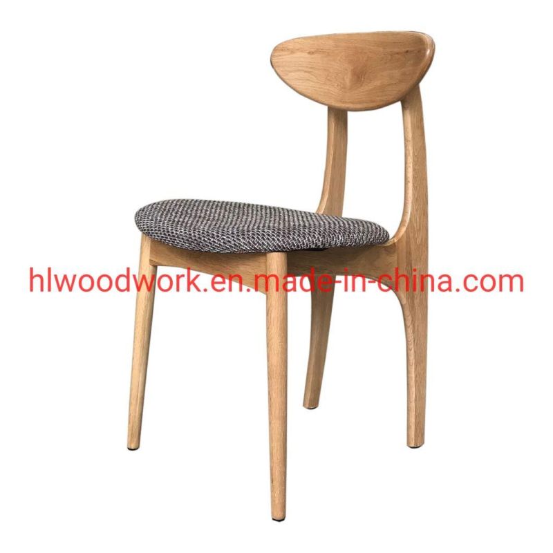 Dining Chair Oak Wood Frame Natural Color Fabric Cushion Brown Color B Style Wooden Chair Furniture Living Room Chair