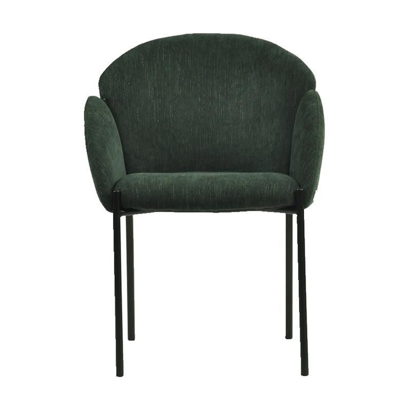 Luxury Green Fabric Soft Seat Round Back Dining Chair Armchair