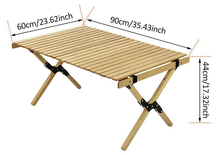 Camping Wooden Foldable Table Bamoo Egg Roll Table