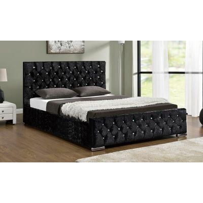 Modern Bedroom Furniture Upholstered Fabric Big Size Gas Lift Storage Bed Frame