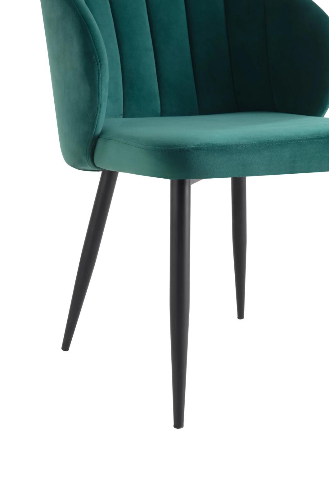 Modern Style Colorful Fabrics Chair with Metal Leg High Back Quality Restaurant Velvet Dining Chair