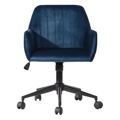 Blue Velvet Living Room Hotel Home Swivel Chair for Coffee Shop