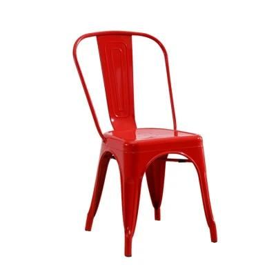 Hot Sale Metal Dining Indoor-Outdoor Use Stackable Classic Bistro Cafe Chairs Industrial Dining Chair Iron