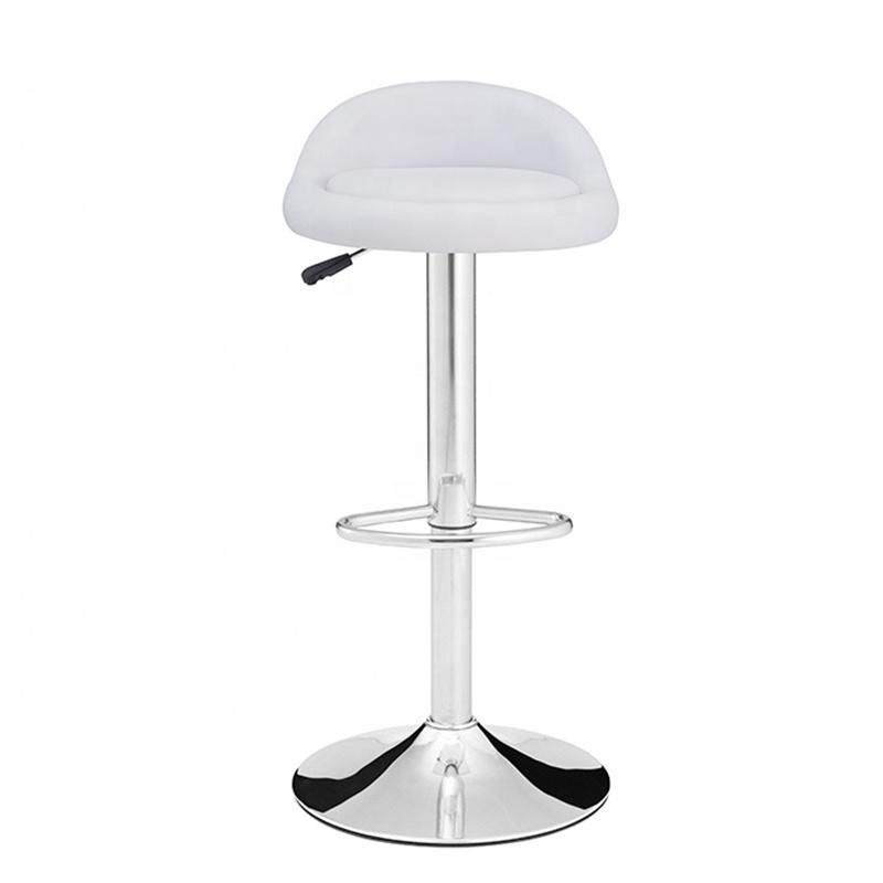 Modern Adjustable Swivel Bar Stool with Electroplated Base Soft Fabric Seat Chair Factory Stocks Tianjin Port Ship