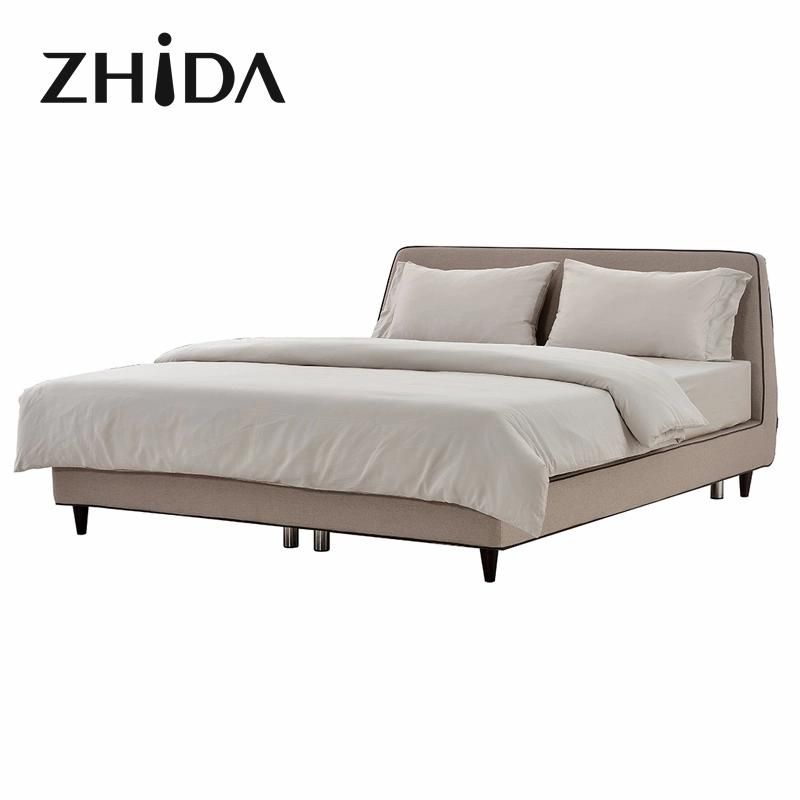 Zhida Free Sample Wholesale Modern Furniture Fabric Bedroom King Queen Double Bed Frame Wood Bed