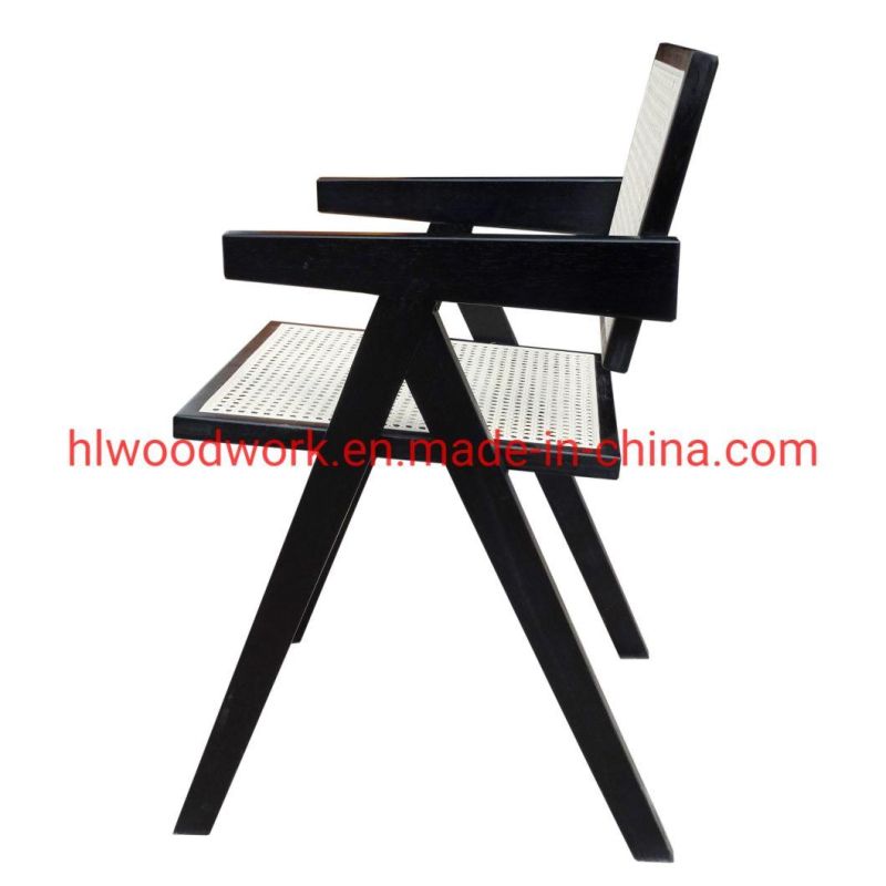 Resteraunt Chair K Style Rattan Chair Natural Color Ash Wood Frame Black Color