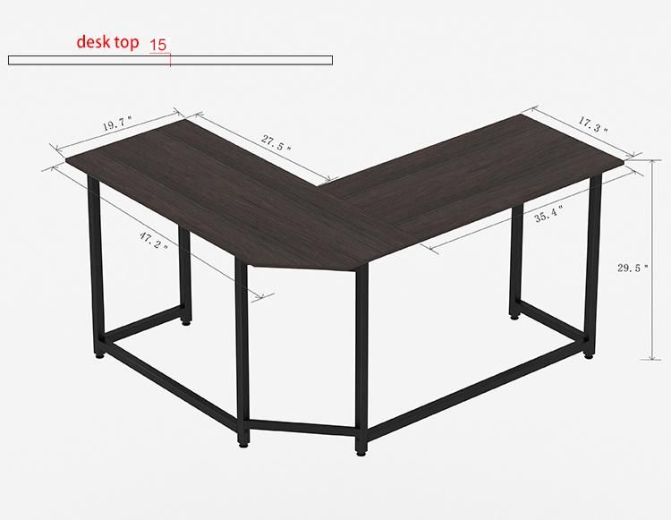 Simple Wood Steel L-Shape Corner PC Desk Computer Gaming Desk