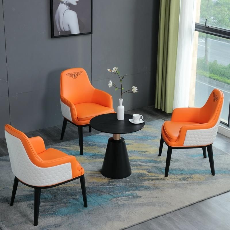 Nova Factory Customembroiderable Logo Dining Room Furniture Hotel Leather Dining Chair