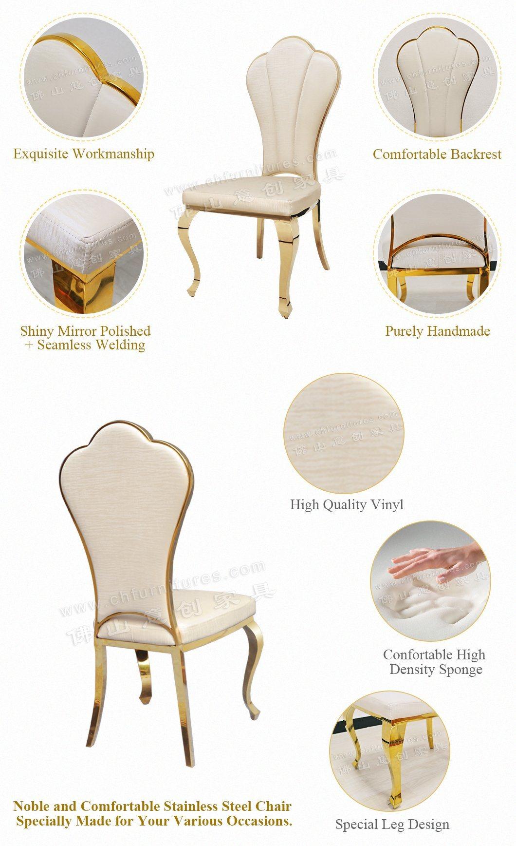 Simple Light Luxury Dining Table Chair Combination Shell Backrest Stainless Steel Hotel Wedding Event Home Chair