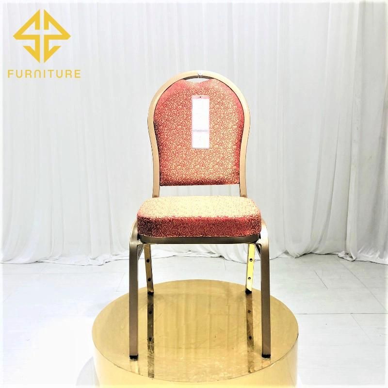 Wholesale Cheap Hotel Party Stackable Aluminium Fabric Upholstered Padded Throne Banquet Chair for Banquet Hall Wedding Events