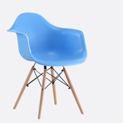 Factory Price Dsw Plastic Chair with Armrest Milano Modern Restaurant Dining Chair with Solid Wood Leg