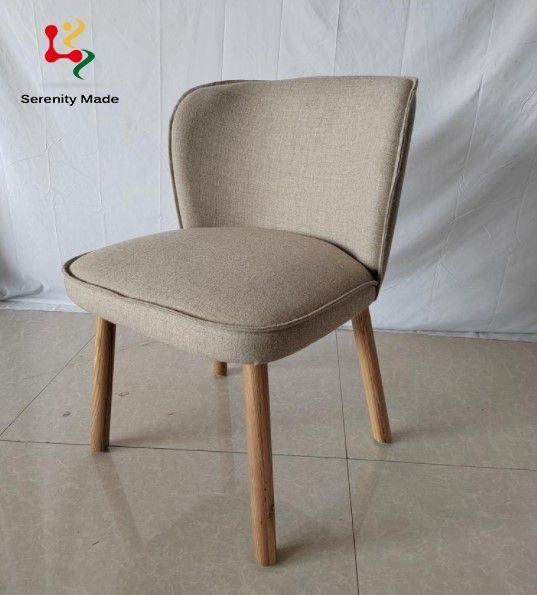 Modern Simple Design Armless Fabric Dining Chair with Wooden Legs