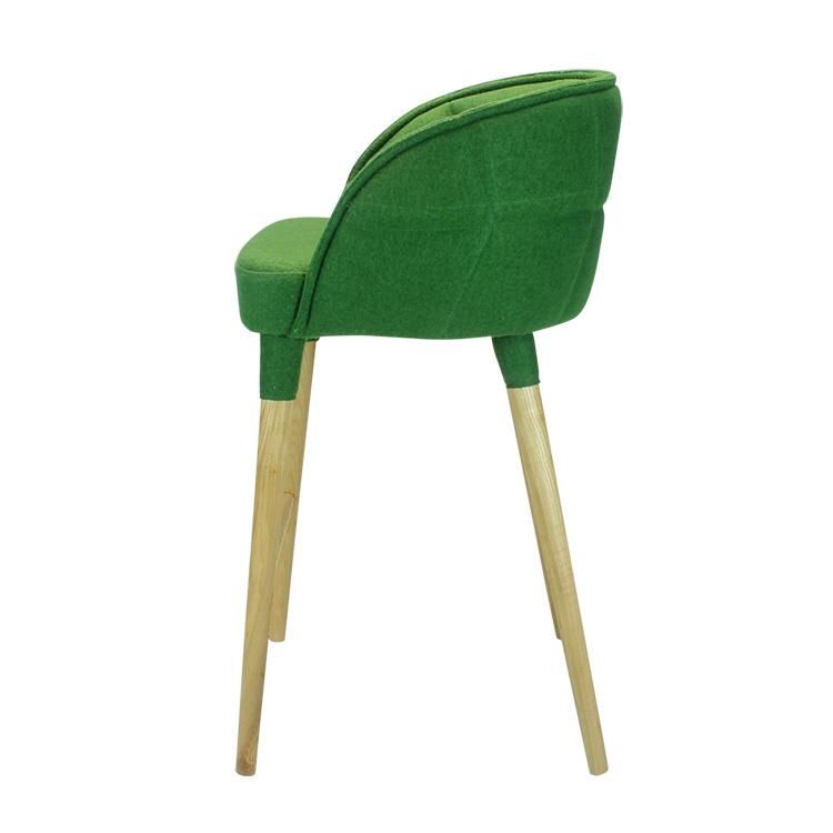 Green Fabric Upholstered Seat Wooden Legs Bar Stool Chairs for Restaurant Use