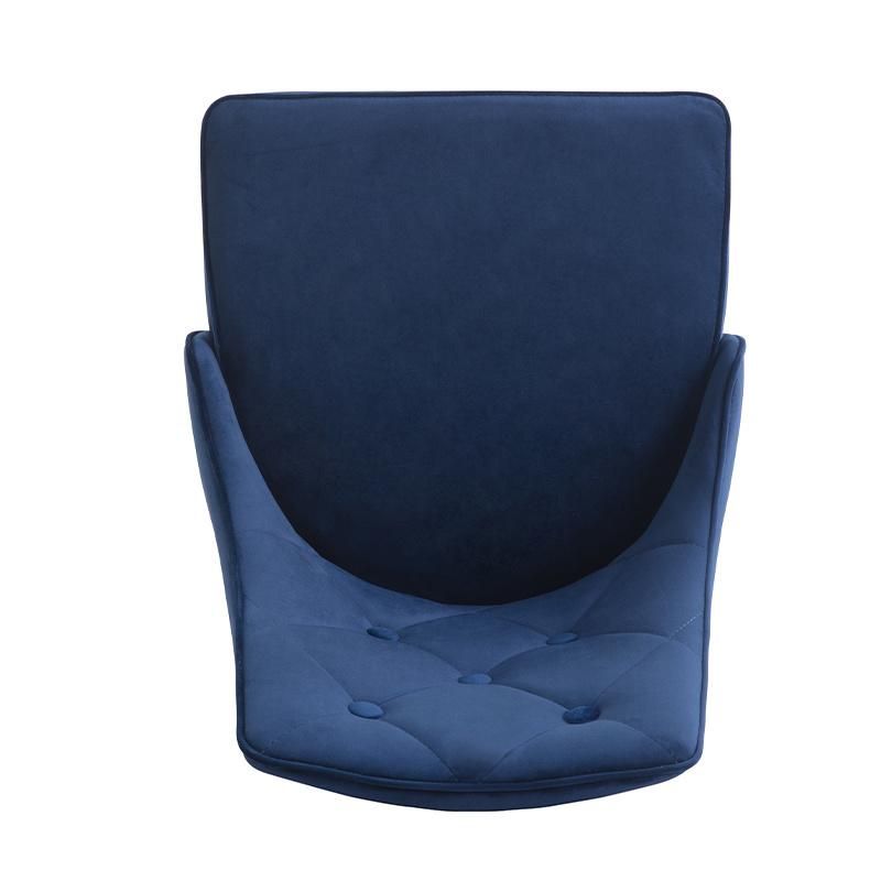 Unique Dining Chair with Laser Cutting Behind Upholstered Navy Blue Velvet Dining Chair for Restaurant