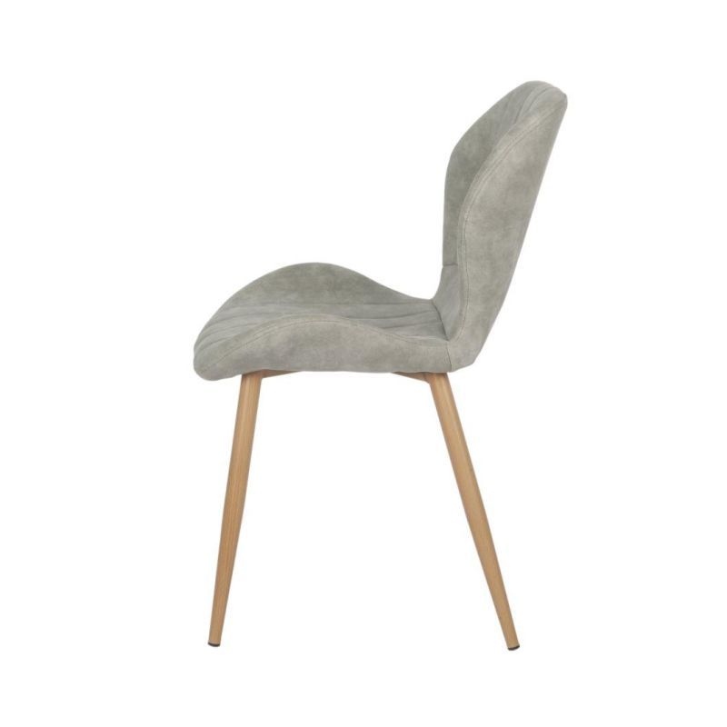 2021 Hot Sale Light Grey Fabric Dining Chair with Wood Transfered Legs