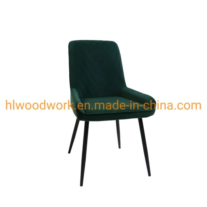 Home Furniture Hotel Luxury Soft Back Velvet Fabric Dining Chair with Metal Legs Soft Velvet Seat for Lounge Dining Kitchen Chair