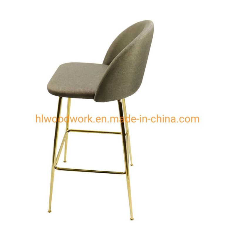 Performance Easy Clean Fabric Bar Stools Counter Bar Table Metal Legs Simple Style Modern Europe Boucle Bar Chair Golden Legs Barstool Barchair