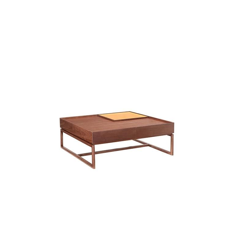 High Quality Modern Wooden Home Furniture Living Room Center Table Metal Leg Square Coffee Table