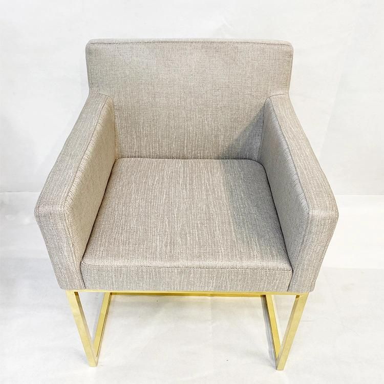 Modern Living Room Chairs with Armrest Gold Stainless Steel Legs Fabric Top Chair for Hotel