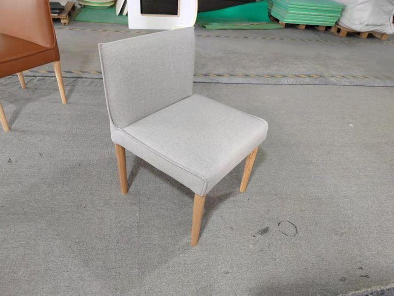 Restaurant Fabric Leather Upholstery Wood Legs Dining Chair