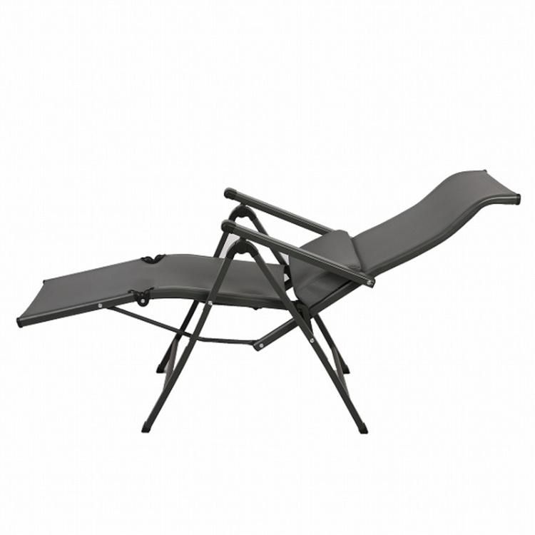 Outdoor Garden Chairs Padded Aluminium Adjustable Foot Rest Relaxing Folding