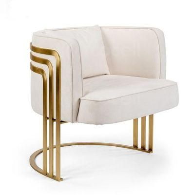 Northern Europe Style Hot Sale Low Price Light Luxury High Back Flannel Fabric Gold Frame Aluminum Iron Dining Chairs