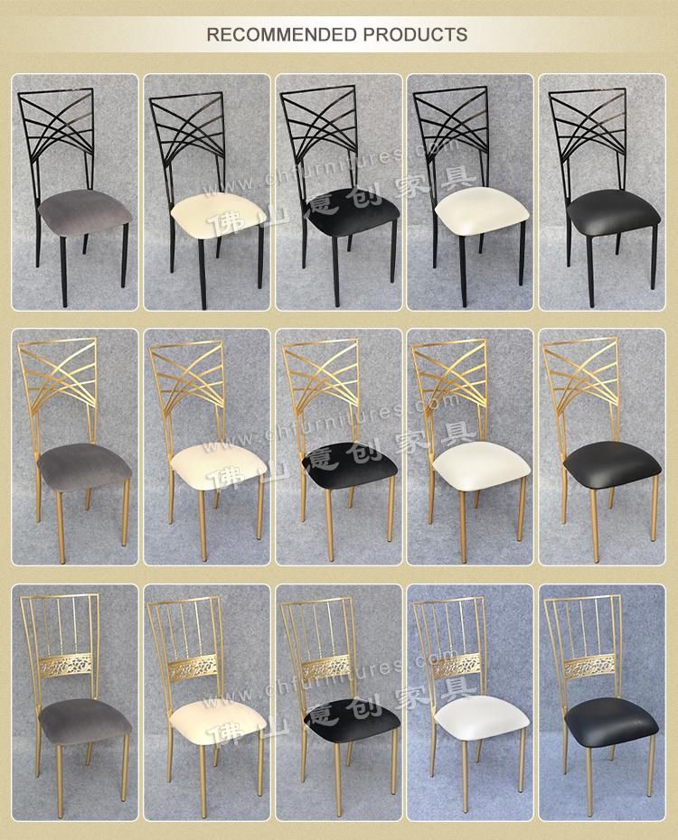 Golden Cross Back Hotel Banquet Furniture Metal Iron Wedding Chair