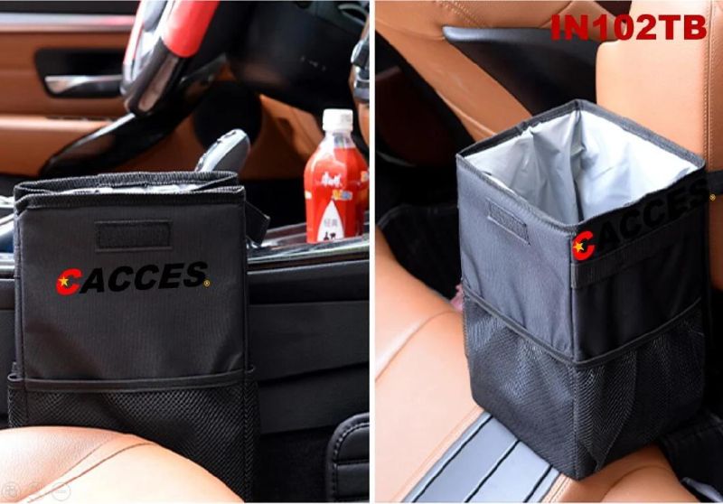 Car Bin with Lid,Car Trash Can,Foldable Car Trash Bag with Leakproof Interior Liner Storage Pocket,Car Storage,Garbage Can Adjustable Straps SUV/Car Accessories