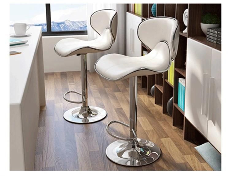 Modern Fabric Lifting 360 Swivel Barstool Faux Leather Overstuffed Comfortable Bar Chair with Metal Base