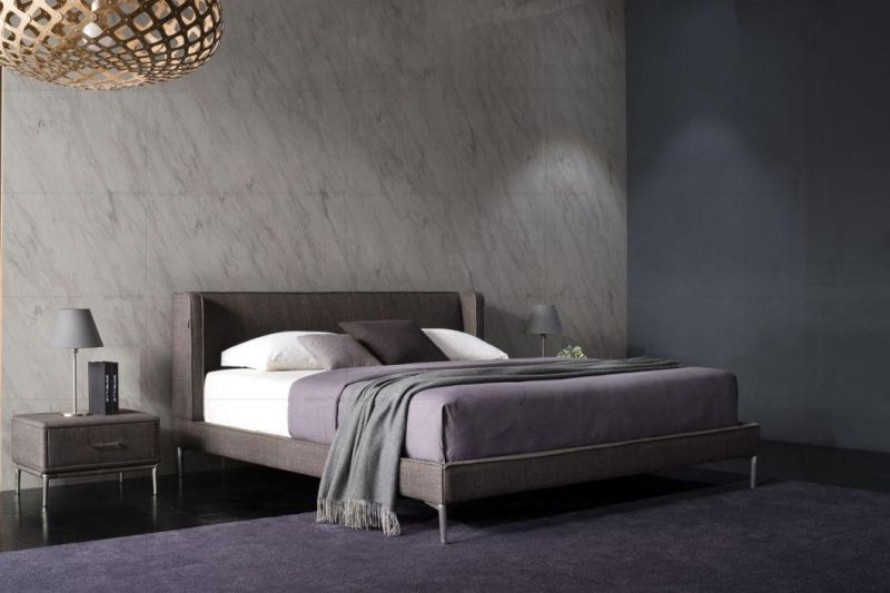 Italy Simply Modern King Size Bed Cheaper Champion Fabric Wall Bed in Bedroom Furniture