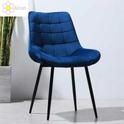 Nordic Velvet Modern Luxury Dining Chairs with Metal Leg Velvet Dining Chair