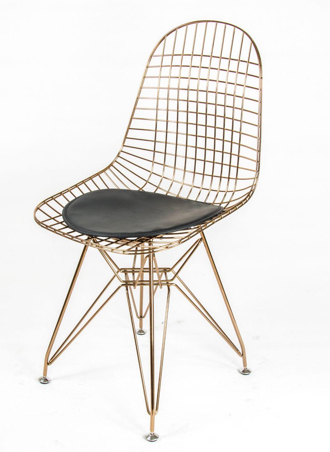 Popular Stackable Painted or Chrome Golden Steel Wire Dining Chair