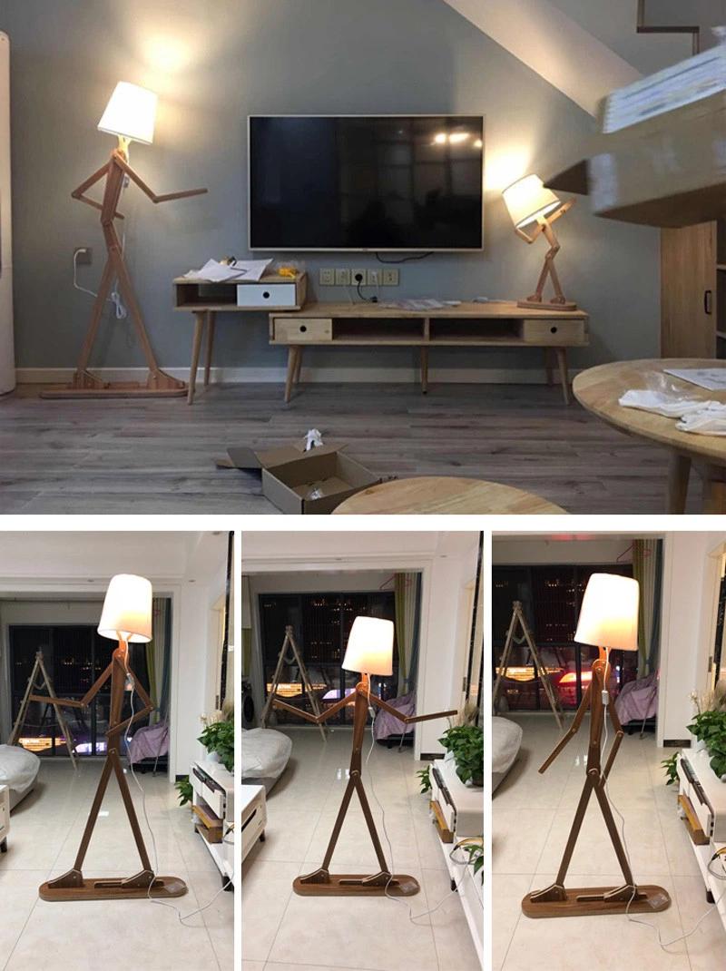 Nordic Wood Fabric Stand Light for Living Room Bedroom Study Art Deco Living Room Floor Lamp (WH-WFL-07)