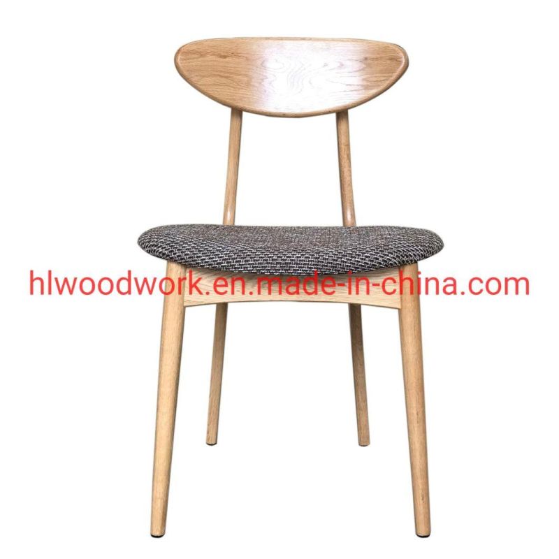 Dining Chair Oak Wood Frame Natural Color Fabric Cushion Brown Color B Style Wooden Chair Furniture Living Room Chair