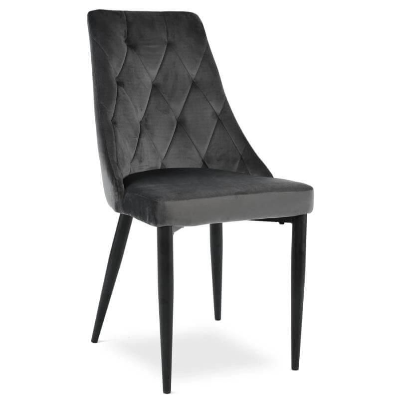 Luxury Furniture Metal Legs Gray Velvet Fabric Restaurant Dining Chair