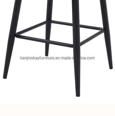 Hot Sale Living Room Furniture Bar Stool Modern Fabric Bar Chair with Black Metal Legs