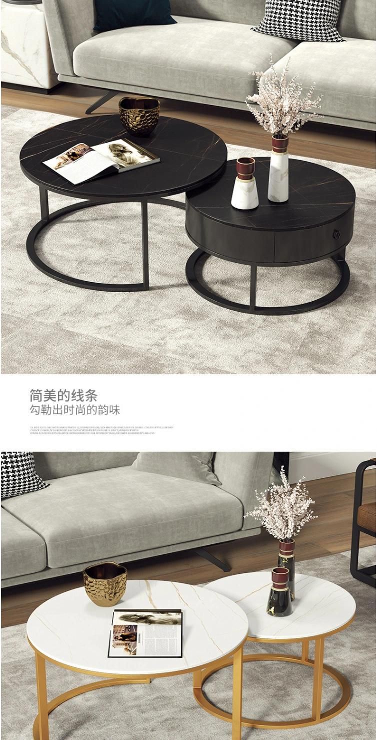 China Home Furniture Factory New Fashion Design Diningroom Livingroom Stainless Steel Marble Coffee Table