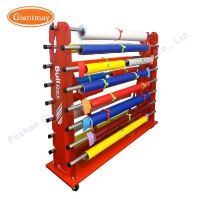 Double Sided Flooring Stand Retail Metal Fabric Roll Display Rack