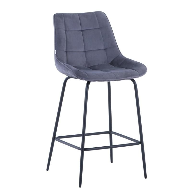 China Furniture Cafe Restaurant Nordic Kitchen Cheap Metal Counter High Modern Stool Velvet Fabric Bar Chair