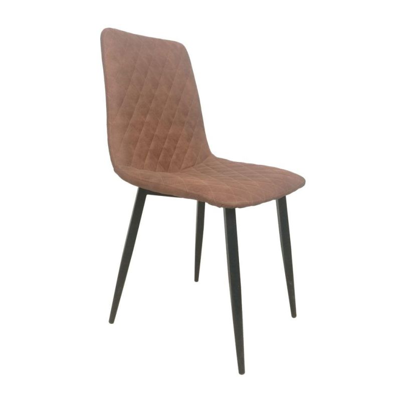 Dining Room Furniture Leathaire Upholstered Soft Seat Simple Style Iron Legs Micro Fabric Dining Chair