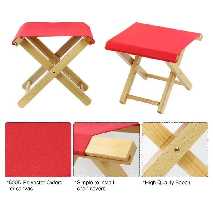 New Red Travel Picnic Folding Wooden Stools Chair