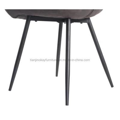 Factory Supply Best Seller Dark Grey Fabric Dining Chair with Four Black Painting Legs