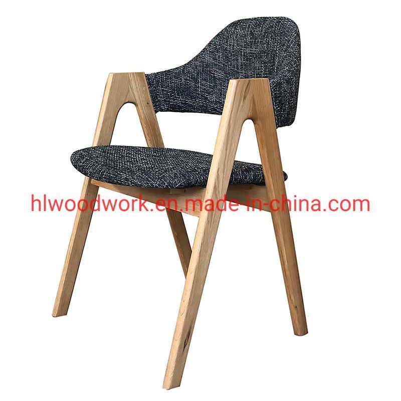 Oak Wood Tai Chair Oak Wood Frame Natural Color White Fabric Cushion and Back Dining Chair Coffee Shop Chair Garden Chair