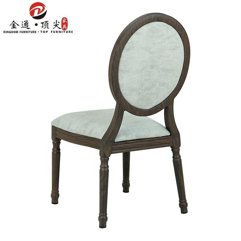 Popular Gold Round Back Metal Sponge Wedding Stainless Steel Aluminium Wood Like Hotel Chair for Banquet