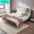 Linsy White Fabric Double Wooden Bed with Storage Ls173A1