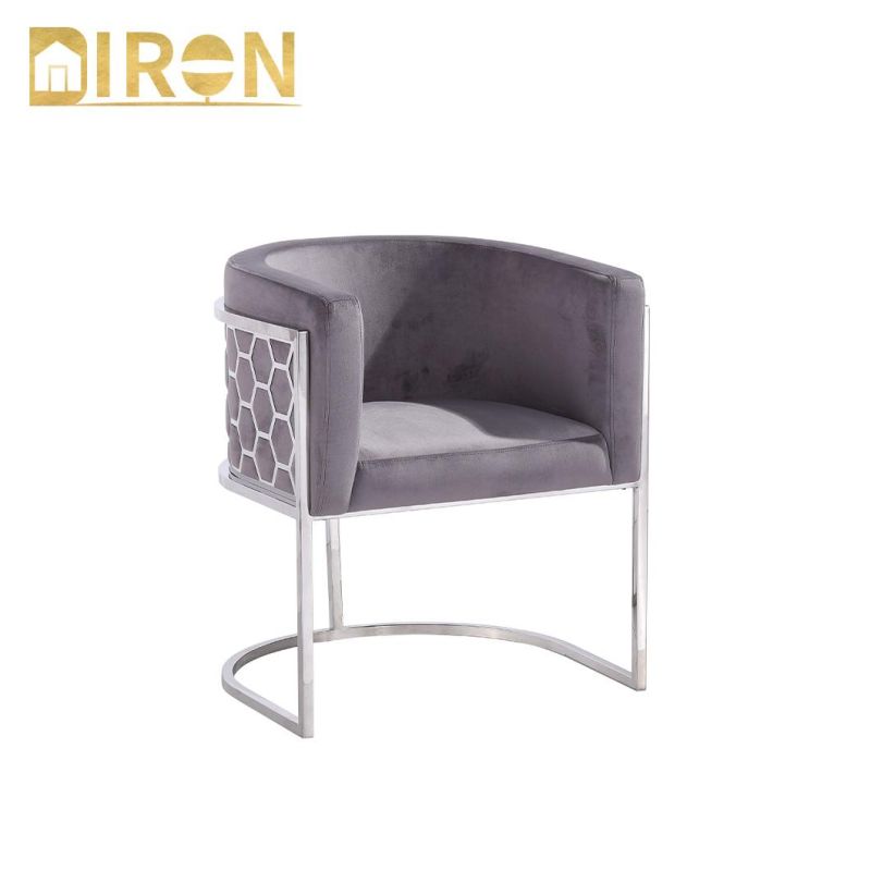 China Factory Supply Stainless Steel Frame Upholstered Velvet Dining Chairs