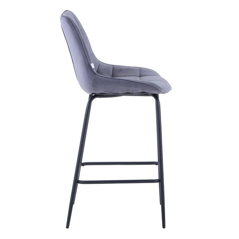 China Furniture Cafe Restaurant Nordic Kitchen Cheap Metal Counter High Modern Stool Velvet Fabric Bar Chair