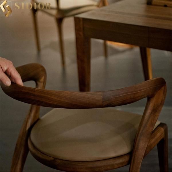 High Foam Fabric Modern Low Back Solid Wood Dining Chairs for Hotel