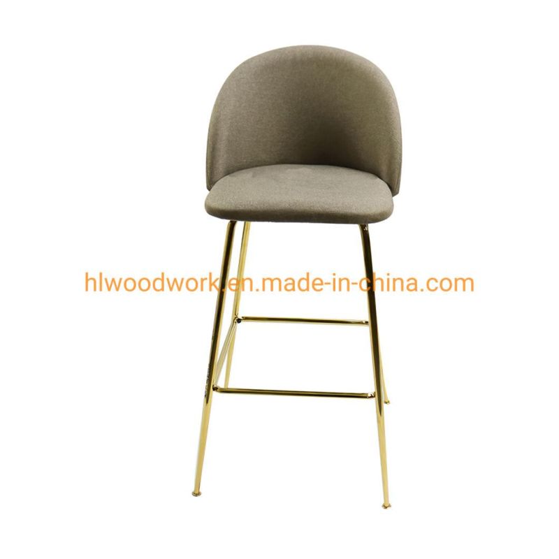 Bar Stools Luxury Furniture Restaurant Nordic Kitchen Cheap Gold High Chair Counter Modern Metal Velvet Bar Stools with Back Barstool Barchair