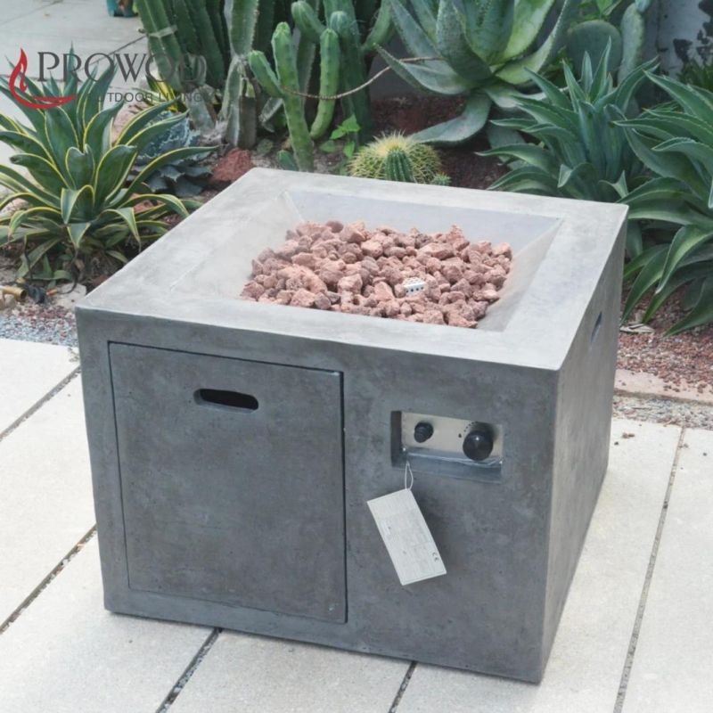 Heating Patio Square Concrete Outdoor Propane Gas Garden Firepit Table